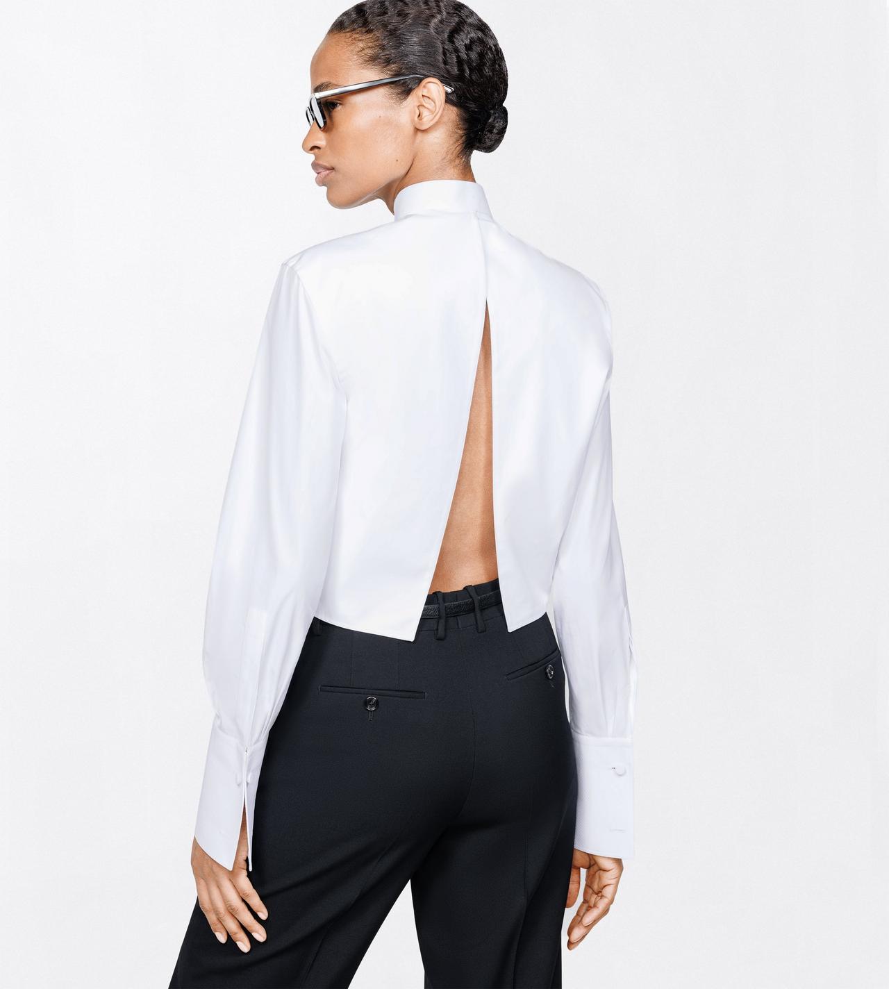 TOM FORD COTTON WHITE COTTON CROPPED TUXEDO SHIRT WITH OPEN BACK
