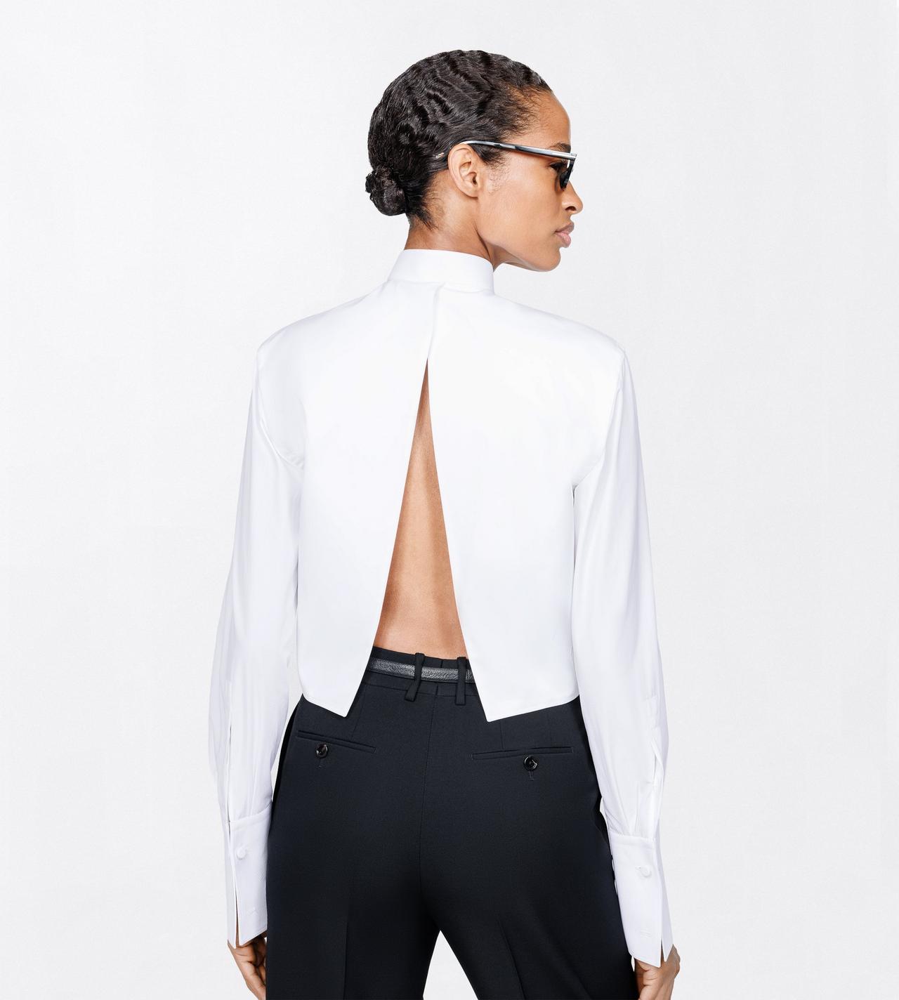 TOM FORD COTTON WHITE COTTON CROPPED TUXEDO SHIRT WITH OPEN BACK