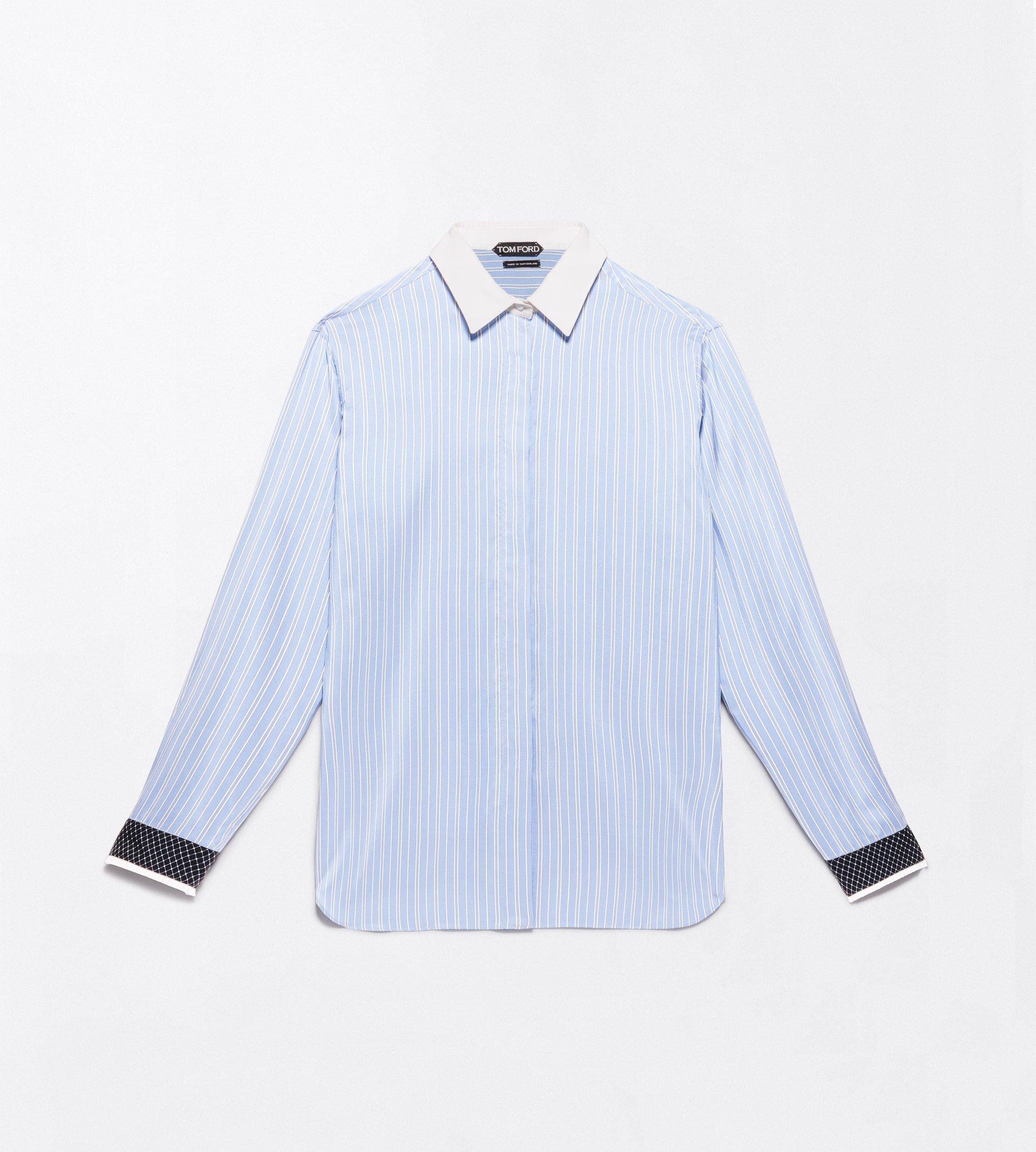 STRIPED SILK SHIRT WITH CONTRAST DETAILS