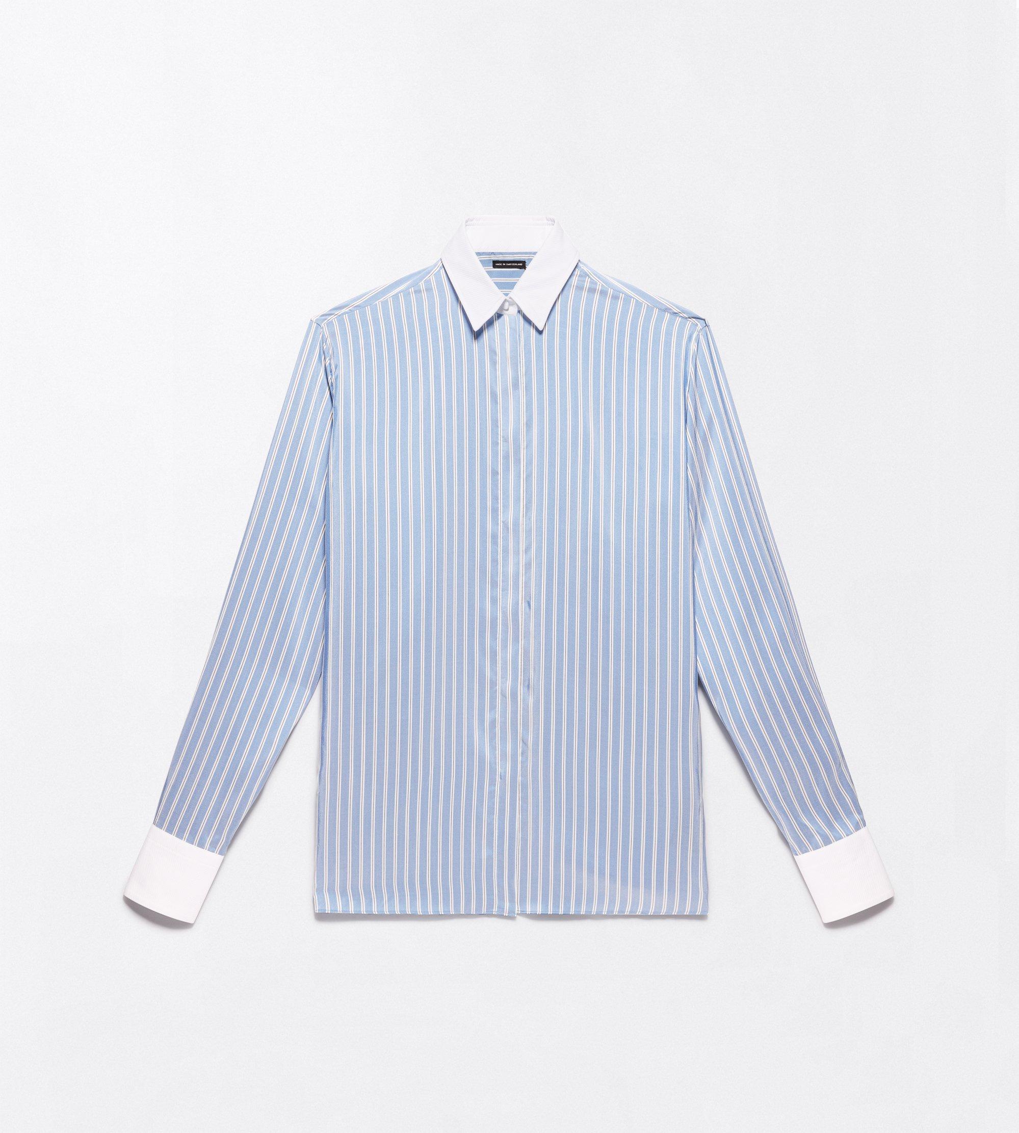 BUSINESS-STRIPE SILK BOYFRIEND SHIRT