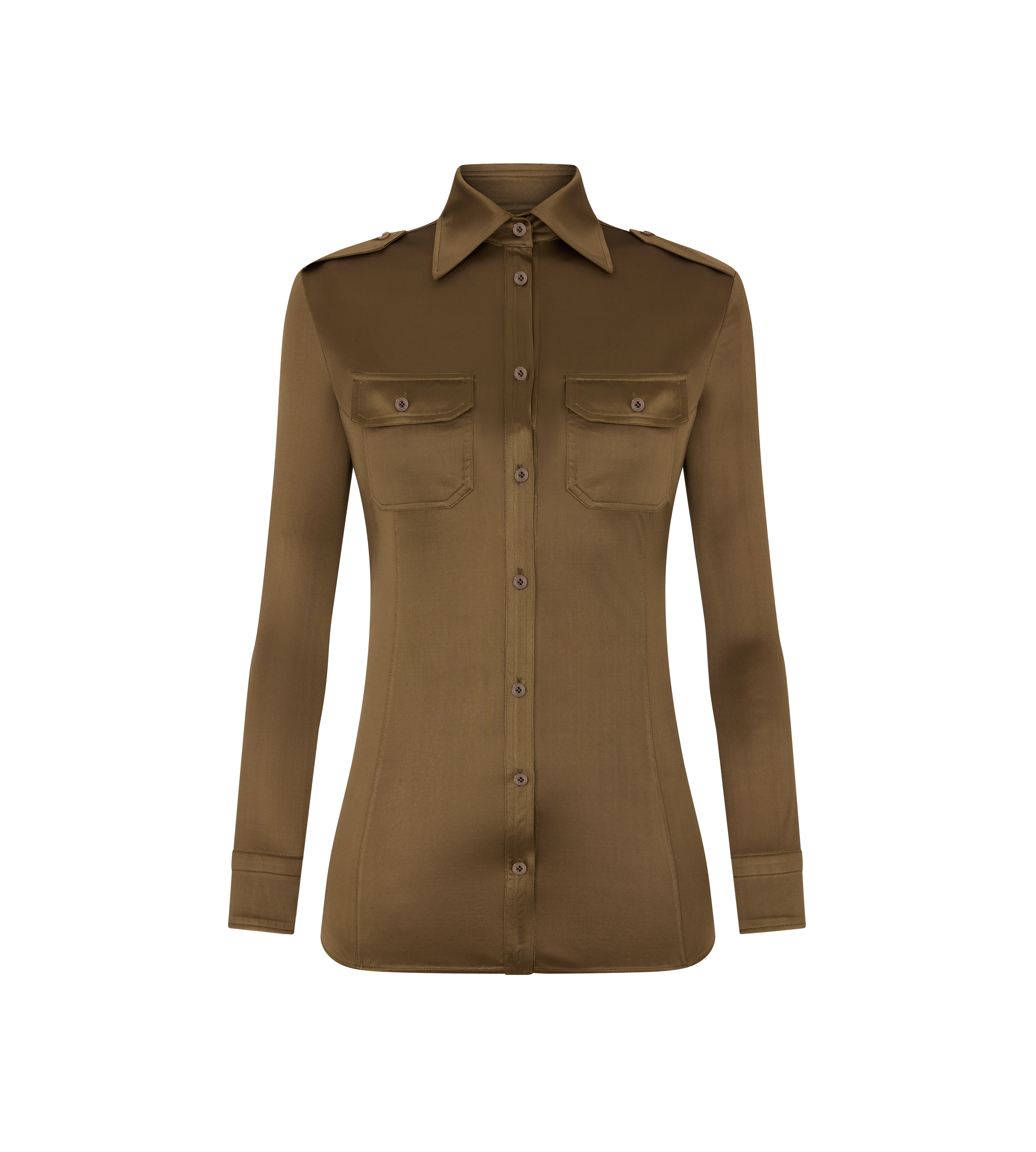 SHIMMERY JERSEY MILITARY FITTED SHIRT