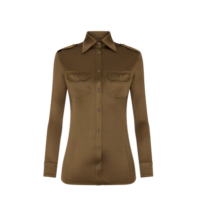 SHIMMERY JERSEY MILITARY FITTED SHIRT