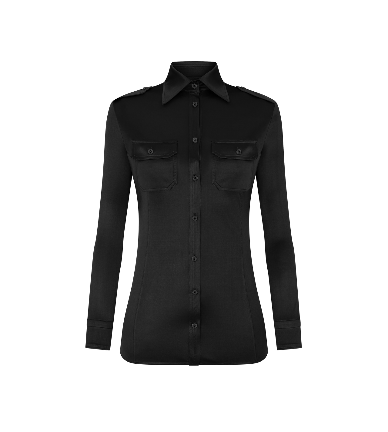 SHIMMERY JERSEY MILITARY FITTED SHIRT image number 0