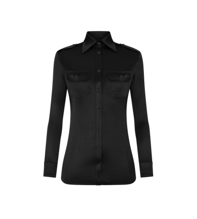 SHIMMERY JERSEY MILITARY FITTED SHIRT