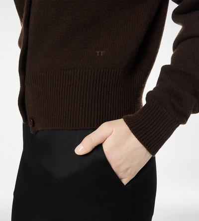 SOFT CASHMERE OPEN-NECK SHRUNKEN CARDIGAN image number 1