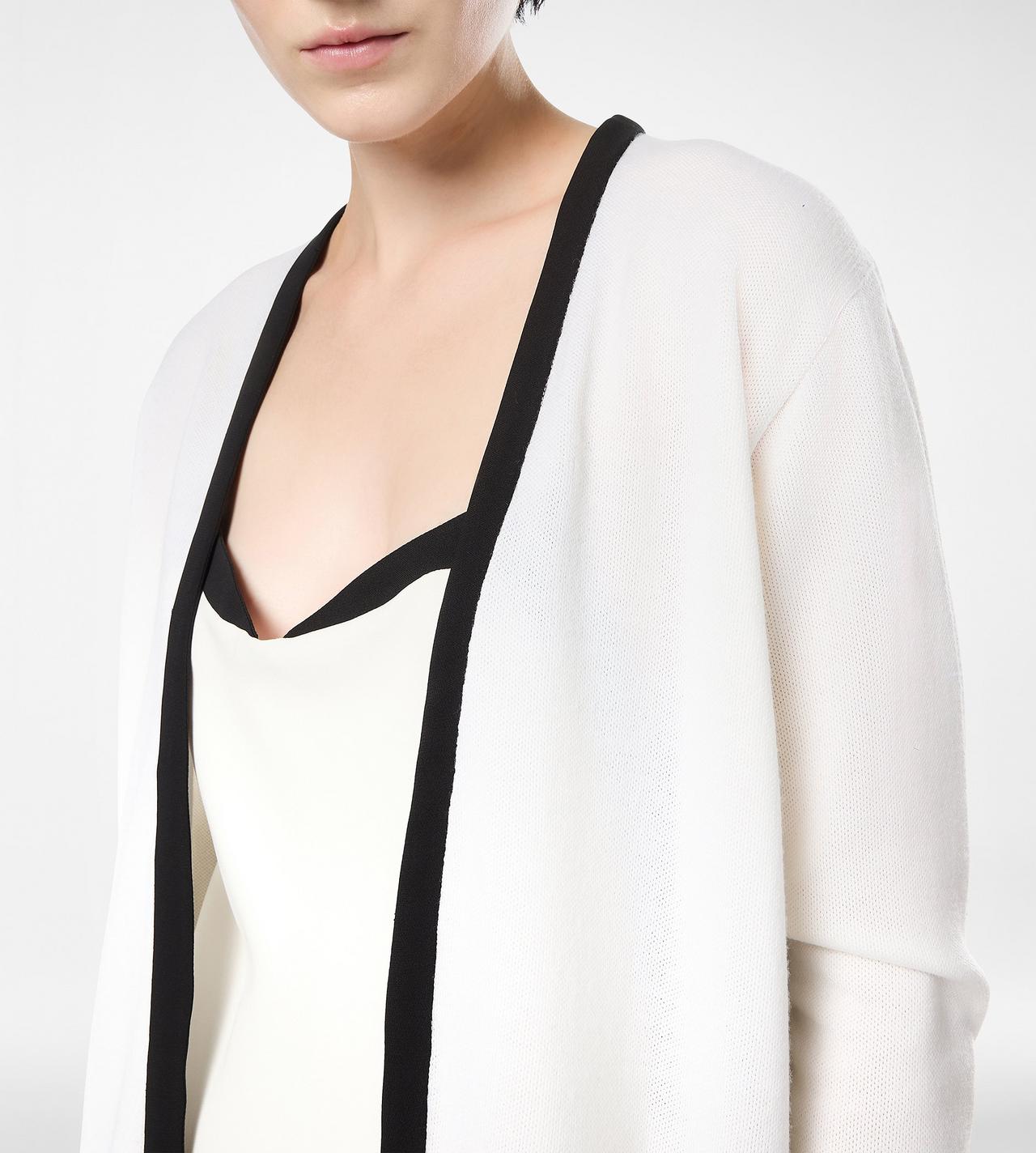 MERINO PIQUE MID-LENGTH OPEN CARDIGAN WITH SATIN TRIMS image number 1