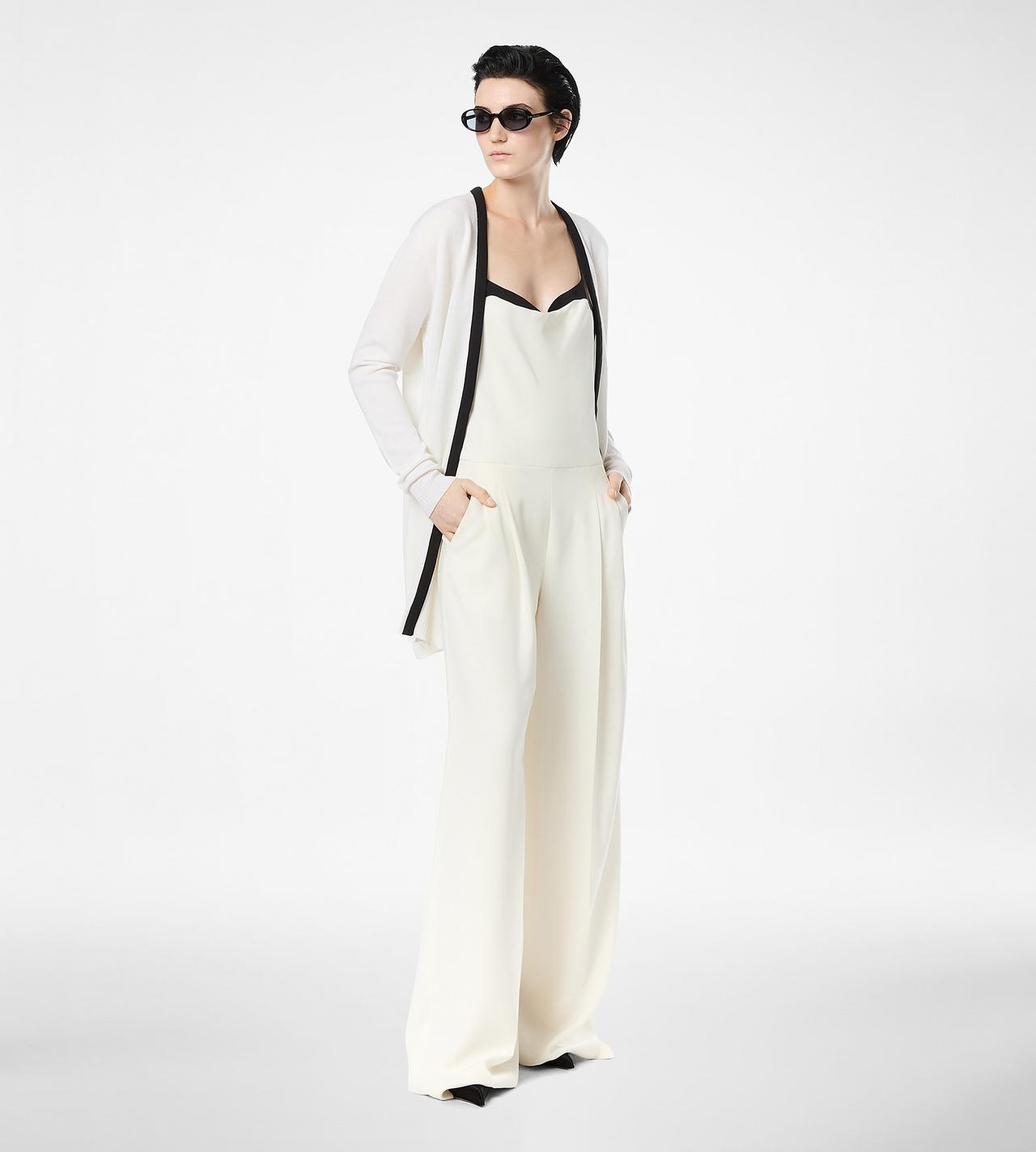 MERINO PIQUE MID-LENGTH OPEN CARDIGAN WITH SATIN TRIMS image number 2