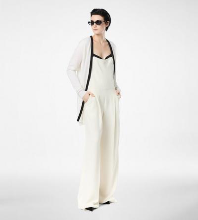 MERINO PIQUE MID-LENGTH OPEN CARDIGAN WITH SATIN TRIMS image number 2