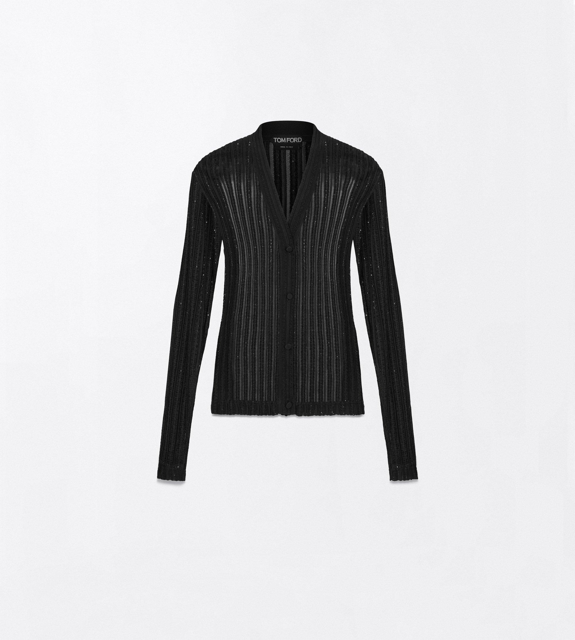 SHEER VELVET WITH MICRO SEQUINS RELAXED EVENING CARDIGAN