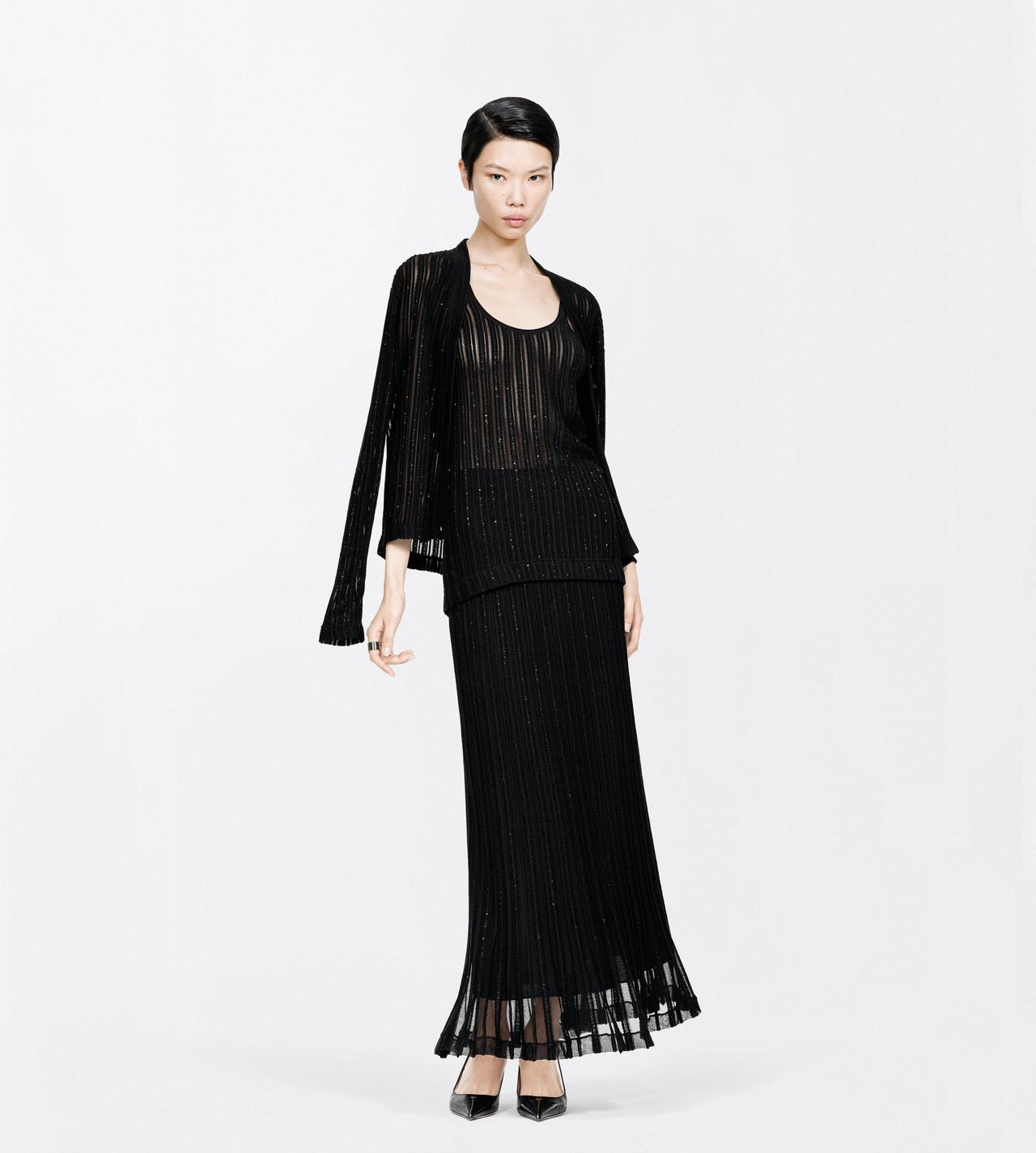 TOM FORD VELVET BLACK SHEER VELVET WITH MICRO SEQUINS RELAXED EVENING CARDIGAN