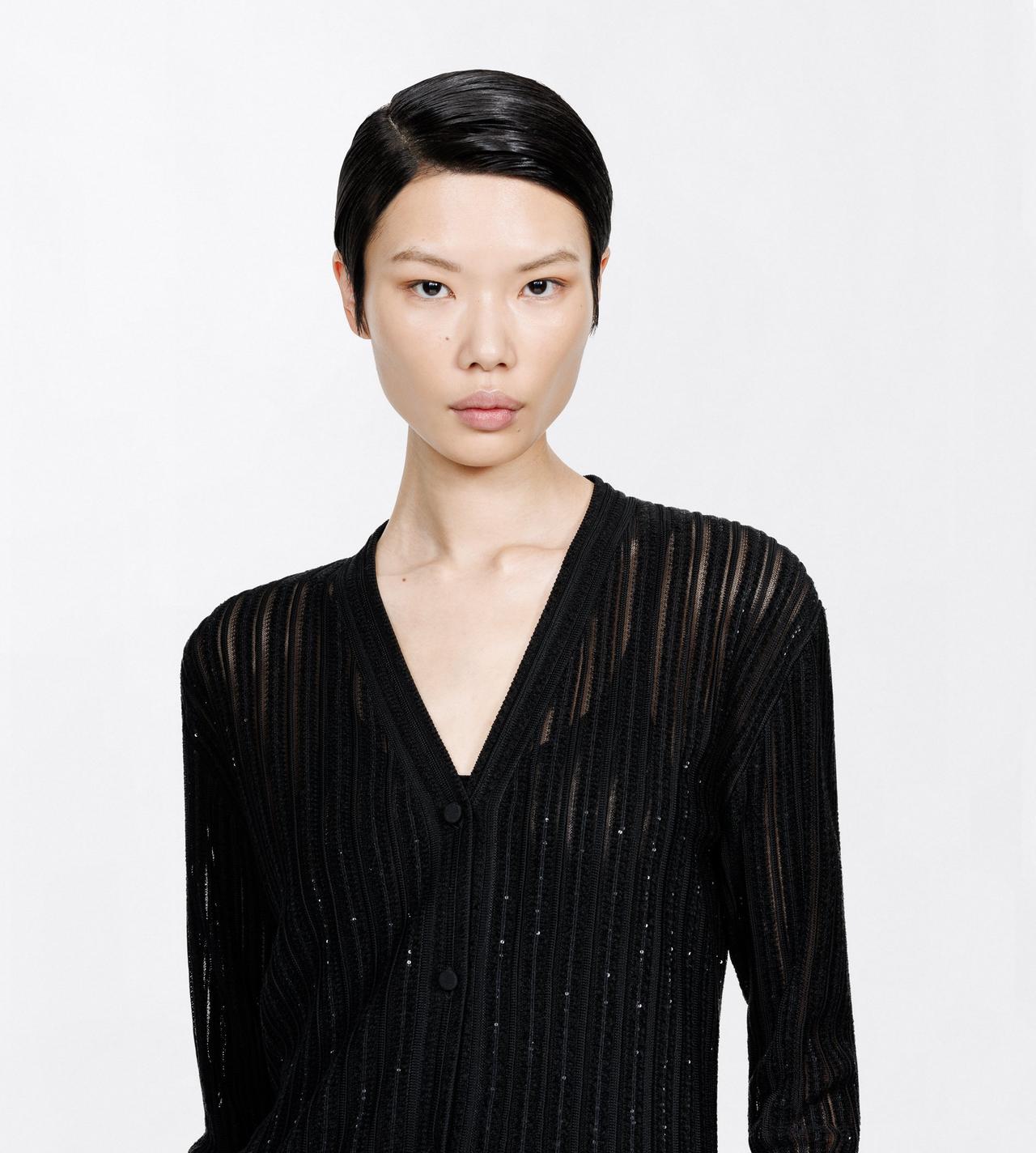 TOM FORD VELVET BLACK SHEER VELVET WITH MICRO SEQUINS RELAXED EVENING CARDIGAN