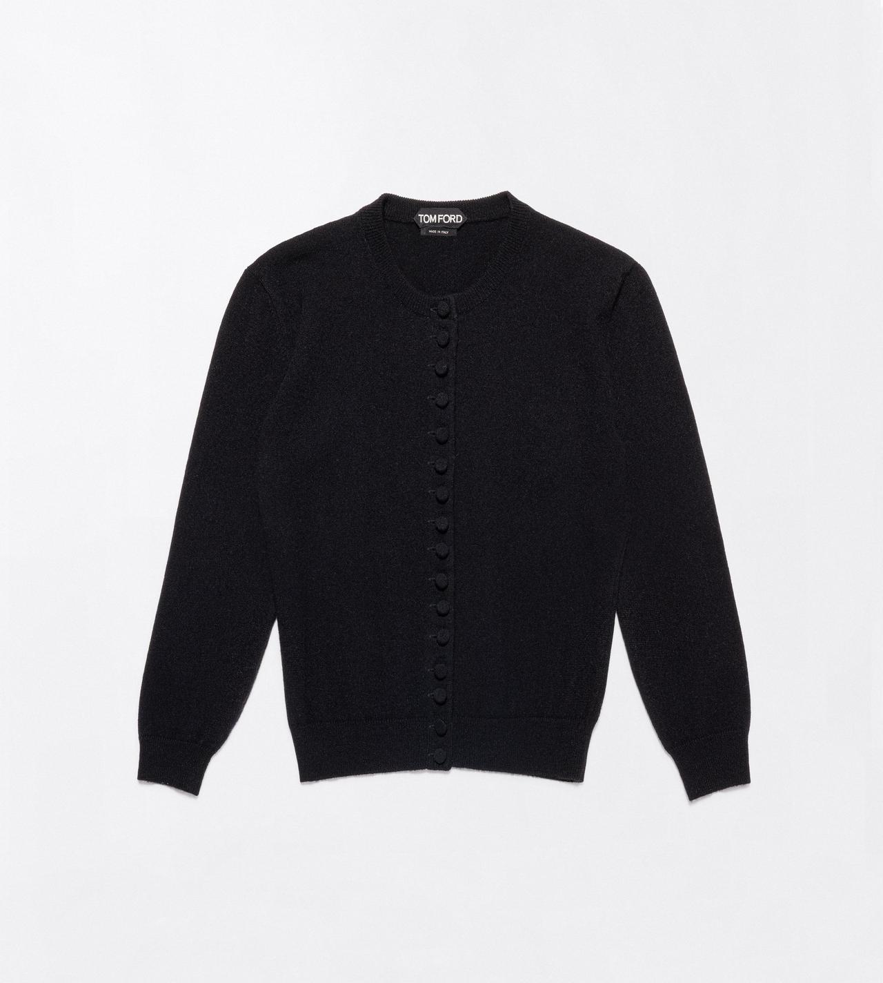 TOM FORD CASHMERE BLACK VINTAGE WASHED CASHMERE CREWNECK CARDIGAN
