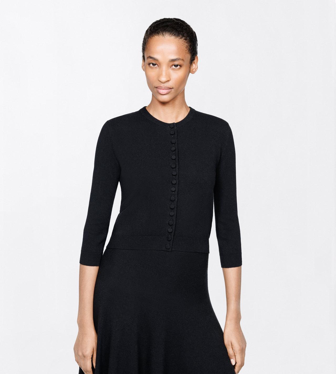 TOM FORD CASHMERE BLACK VINTAGE WASHED CASHMERE CREWNECK CARDIGAN