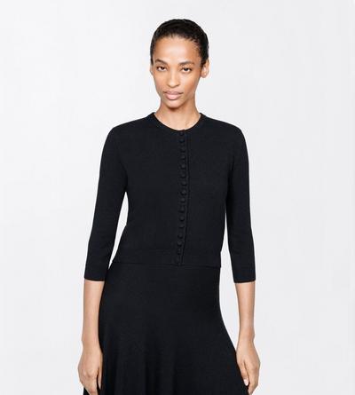TOM FORD CASHMERE BLACK VINTAGE WASHED CASHMERE CREWNECK CARDIGAN
