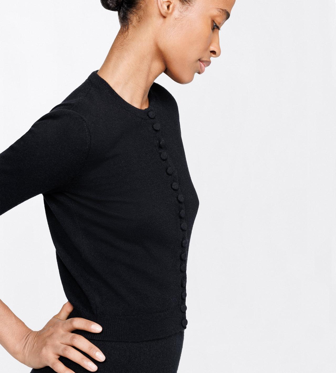 TOM FORD CASHMERE BLACK VINTAGE WASHED CASHMERE CREWNECK CARDIGAN