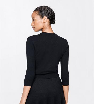 TOM FORD CASHMERE BLACK VINTAGE WASHED CASHMERE CREWNECK CARDIGAN