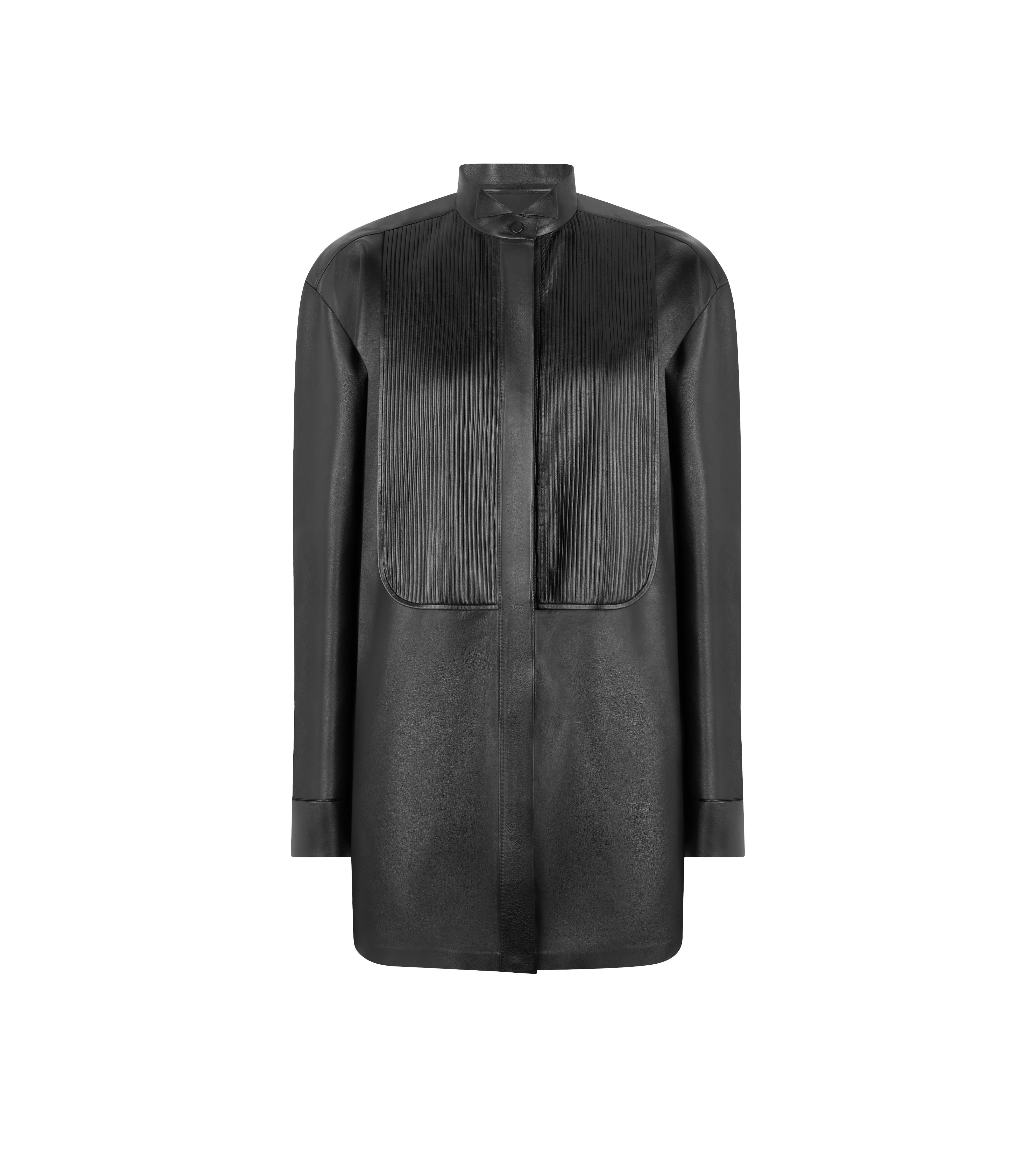 FRENCH PLONGE LEATHER TUXEDO SHIRT