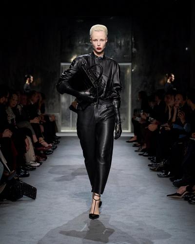 FRENCH PLONGE LEATHER TUXEDO SHIRT image number 1