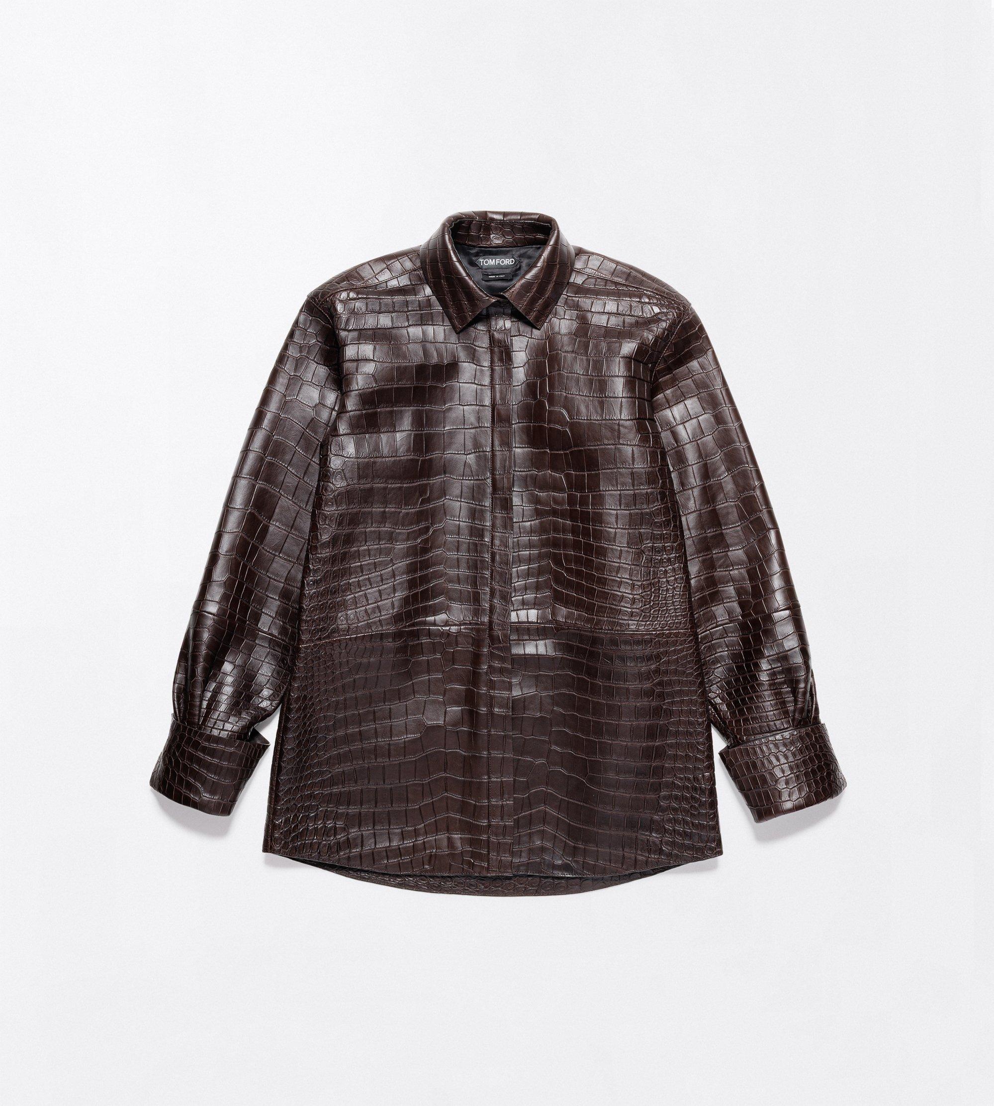 EXOTIC PRINTED LEATHER OVERSIZED SHIRT
