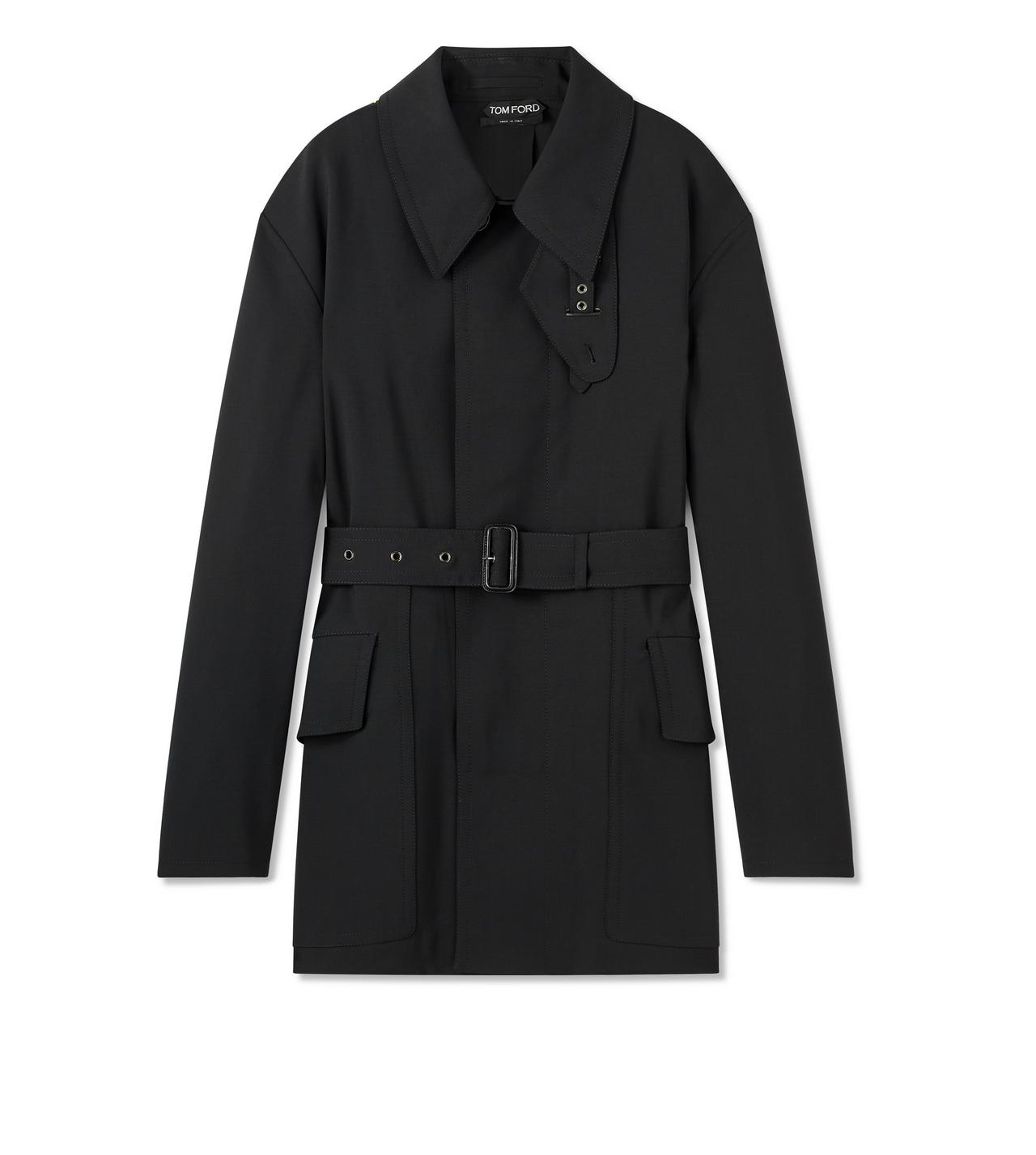 LIGHT BONDED WOOL SHORT TRENCH COAT