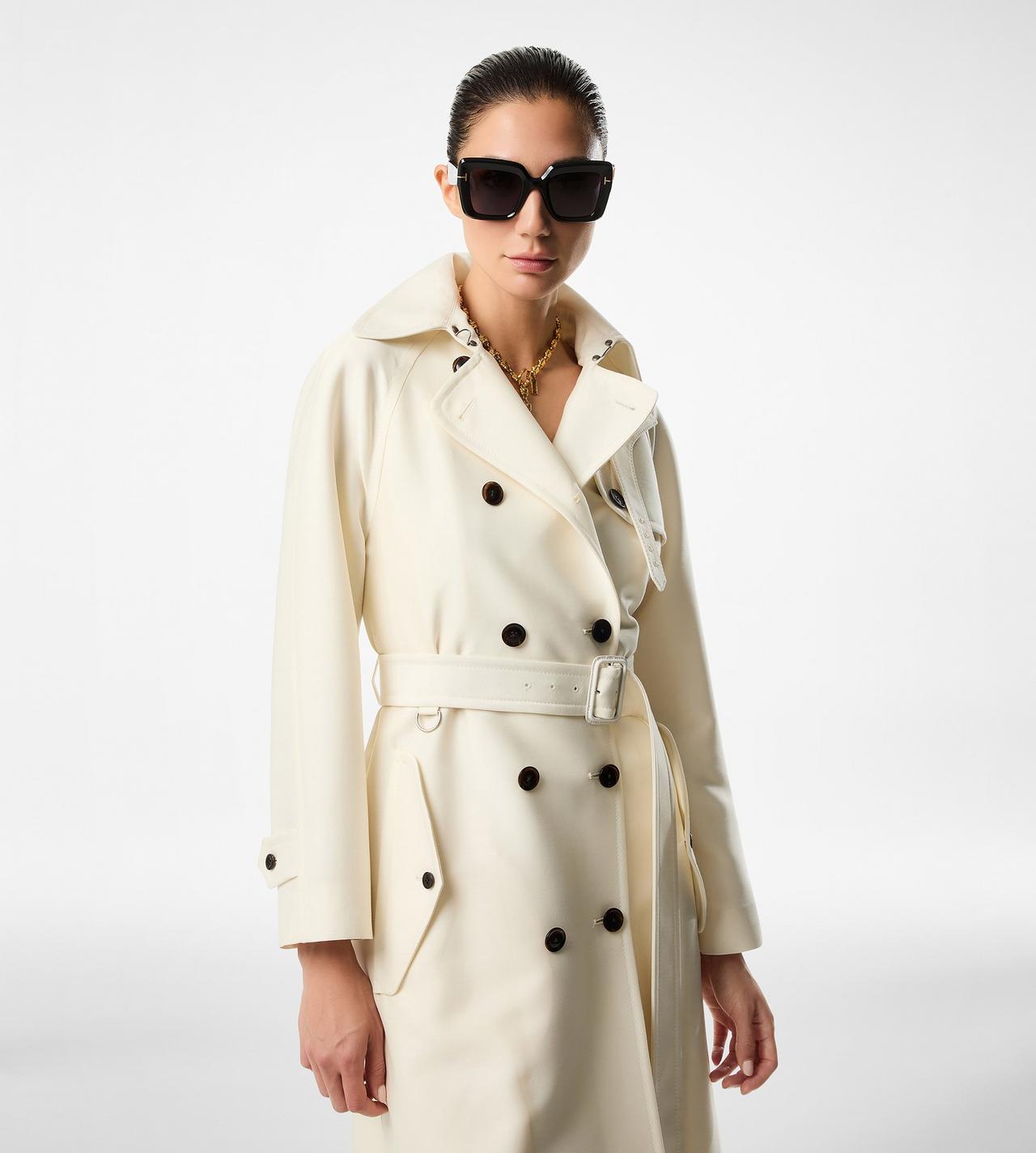 WOOL AND SILK BLEND TWILL TRENCH COAT image number 2