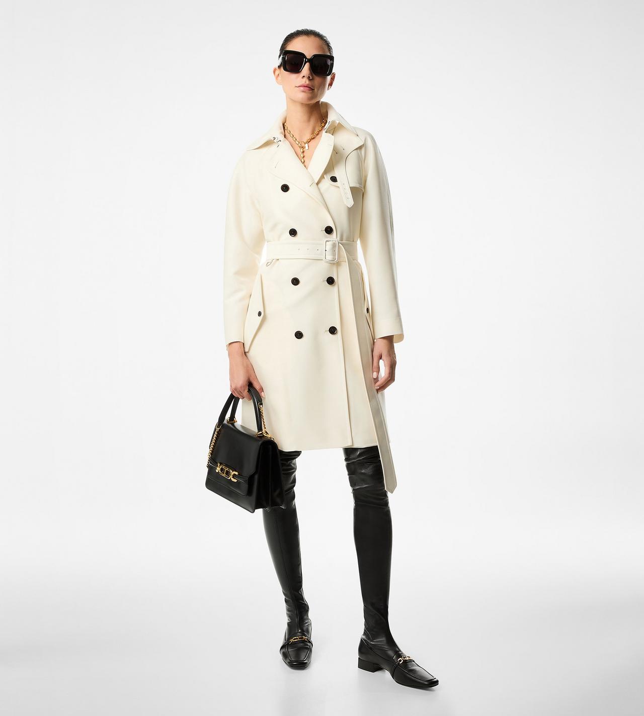 WOOL AND SILK BLEND TWILL TRENCH COAT image number 2