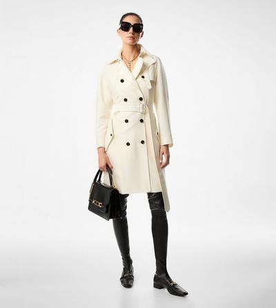 WOOL AND SILK BLEND TWILL TRENCH COAT image number 3