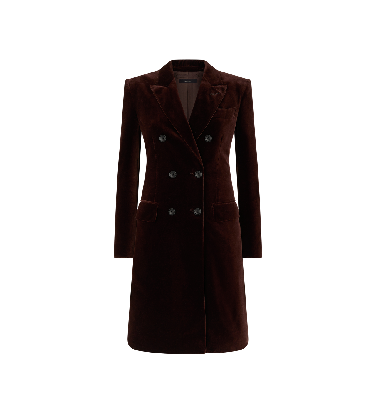 COTTON VELVET DOUBLE BREASTED TAILORED COAT image number 0