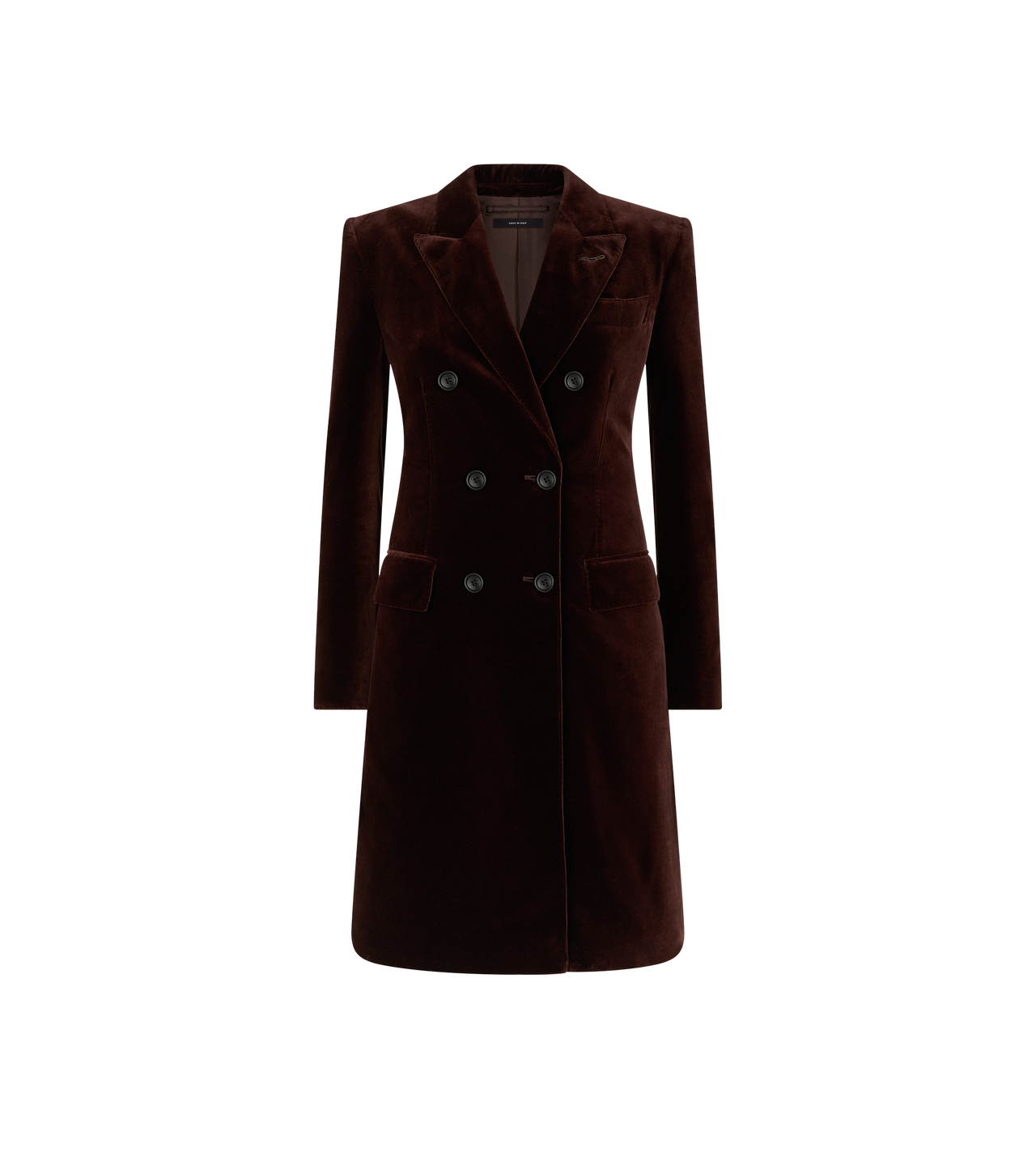 COTTON VELVET DOUBLE BREASTED TAILORED COAT image number 0