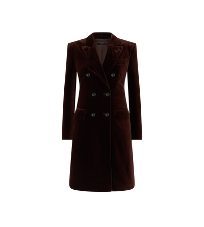 COTTON VELVET DOUBLE BREASTED TAILORED COAT image number 0