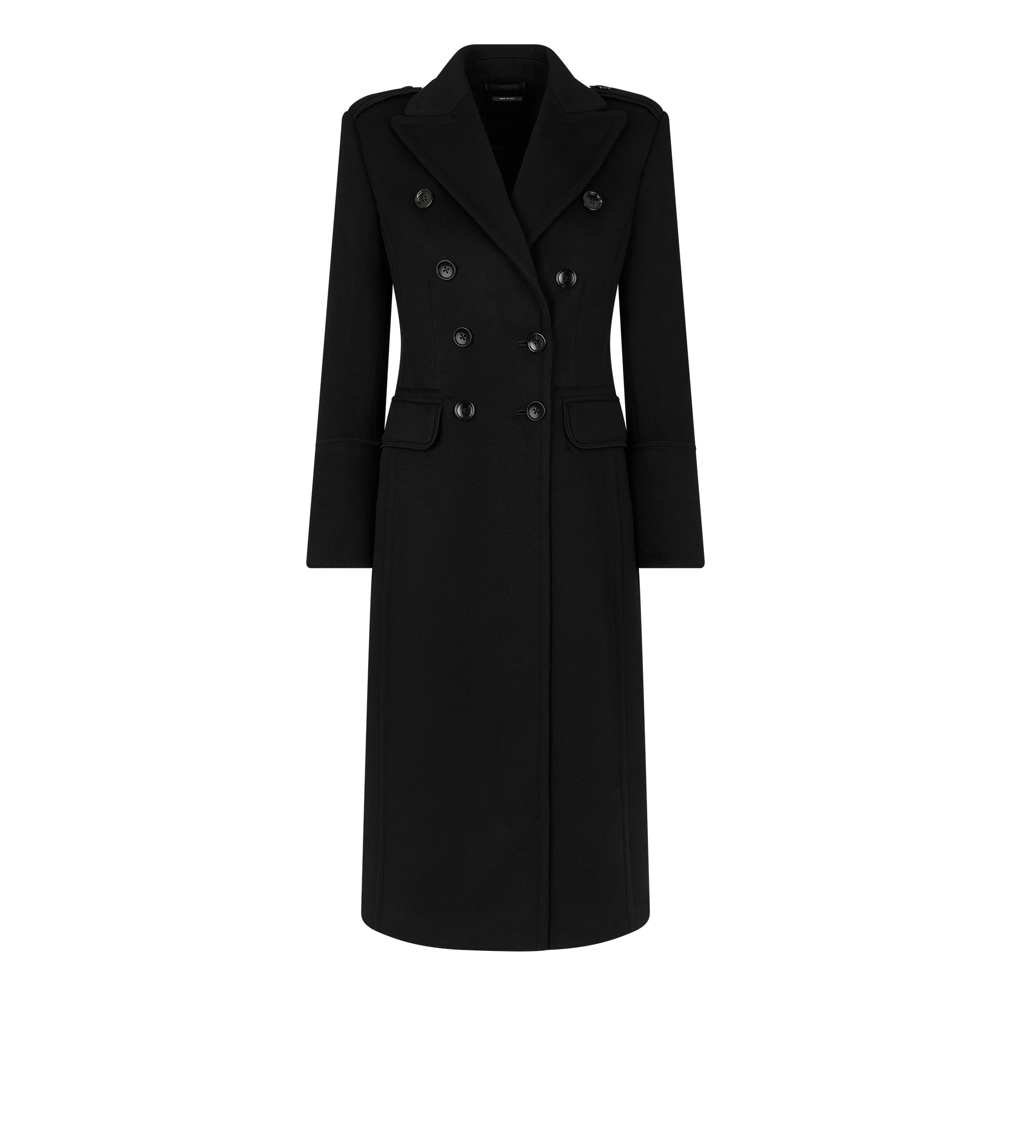 WOOL & CASHMERE BLEND DOUBLE BREASTED MILITARY COAT