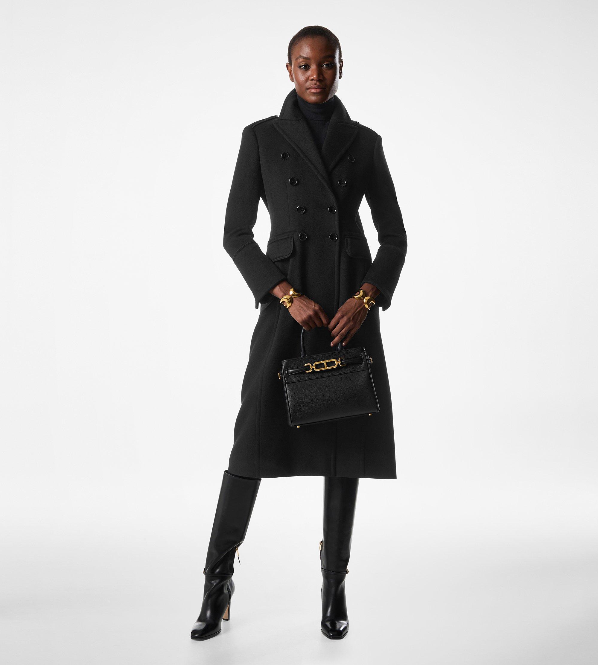 WOOL & CASHMERE BLEND DOUBLE BREASTED MILITARY COAT