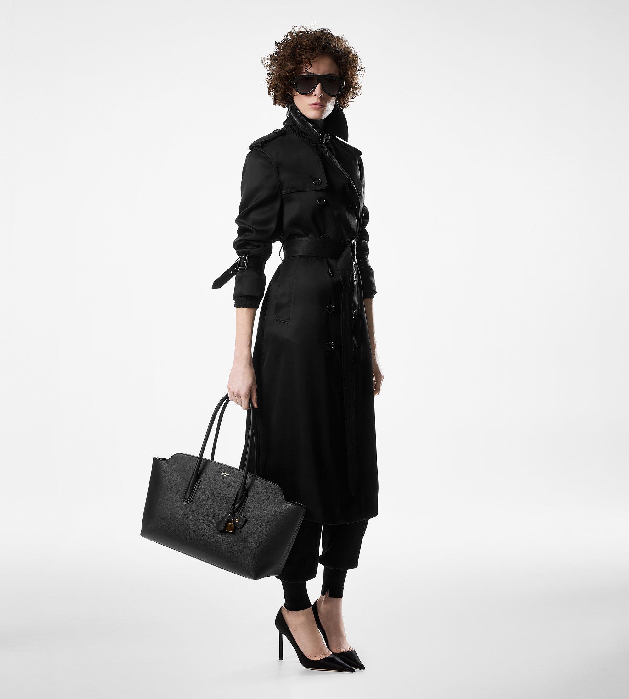 TRENCH COAT WITH LEATHER UNDERCOLLAR