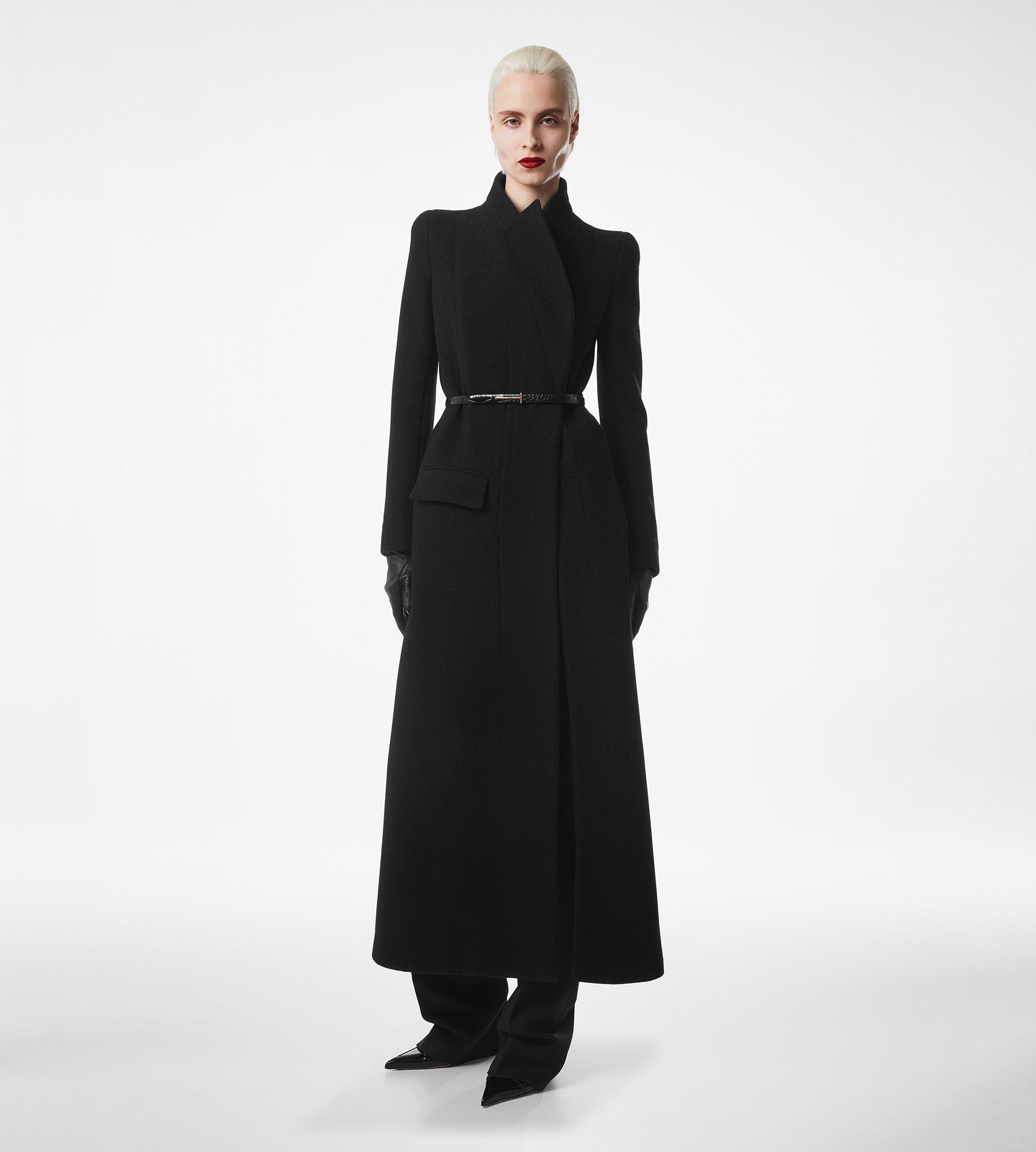 COMPACT STRETCH BOUCLE' DOUBLE BREASTED COAT