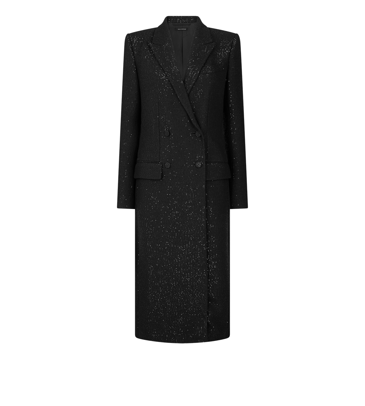 SEQUINED WOOL BLEND CREPE DOUBLE BREASTED COAT image number 0