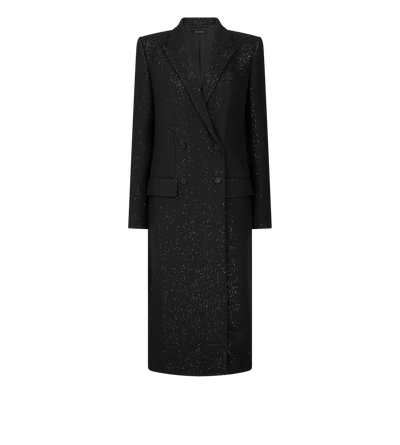 SEQUINED WOOL BLEND CREPE DOUBLE BREASTED COAT image number 0