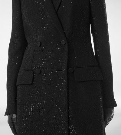 SEQUINED WOOL BLEND CREPE DOUBLE BREASTED COAT image number 1