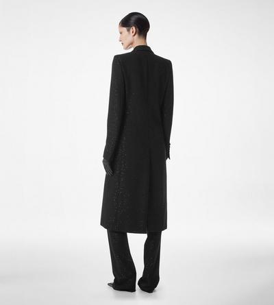 SEQUINED WOOL BLEND CREPE DOUBLE BREASTED COAT image number 3
