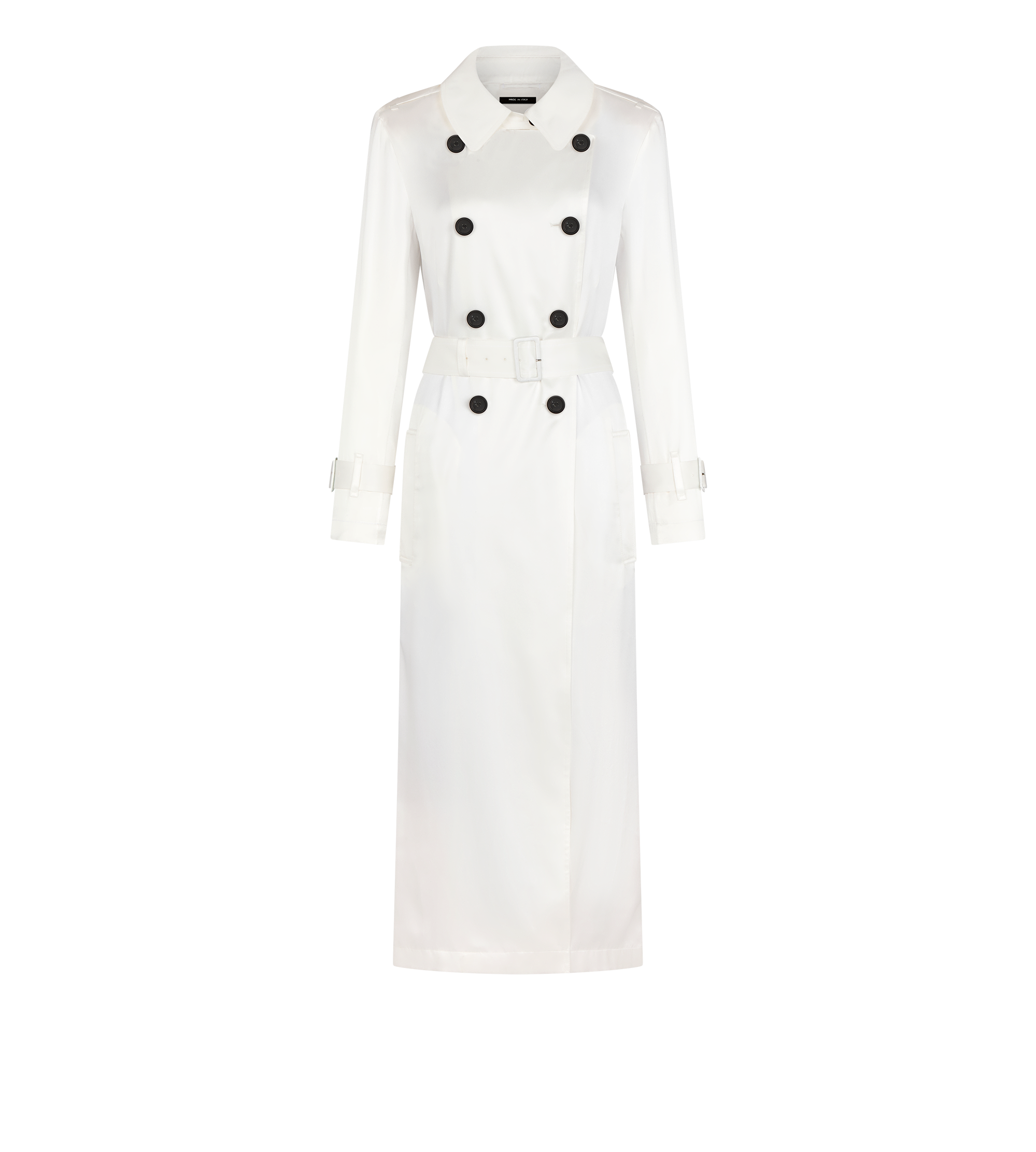 BELTED SILK SATIN TRENCH COAT