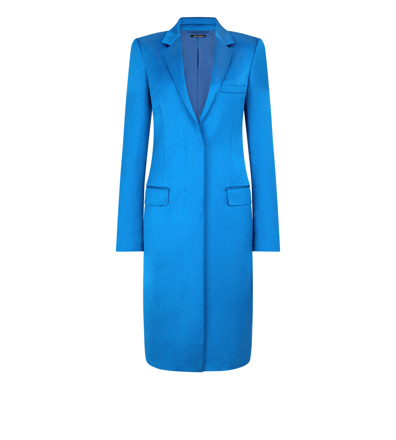 TOM FORD SILK BLEND BLUE POLKA DOT SILK BLEND SINGLE BREASTED COAT