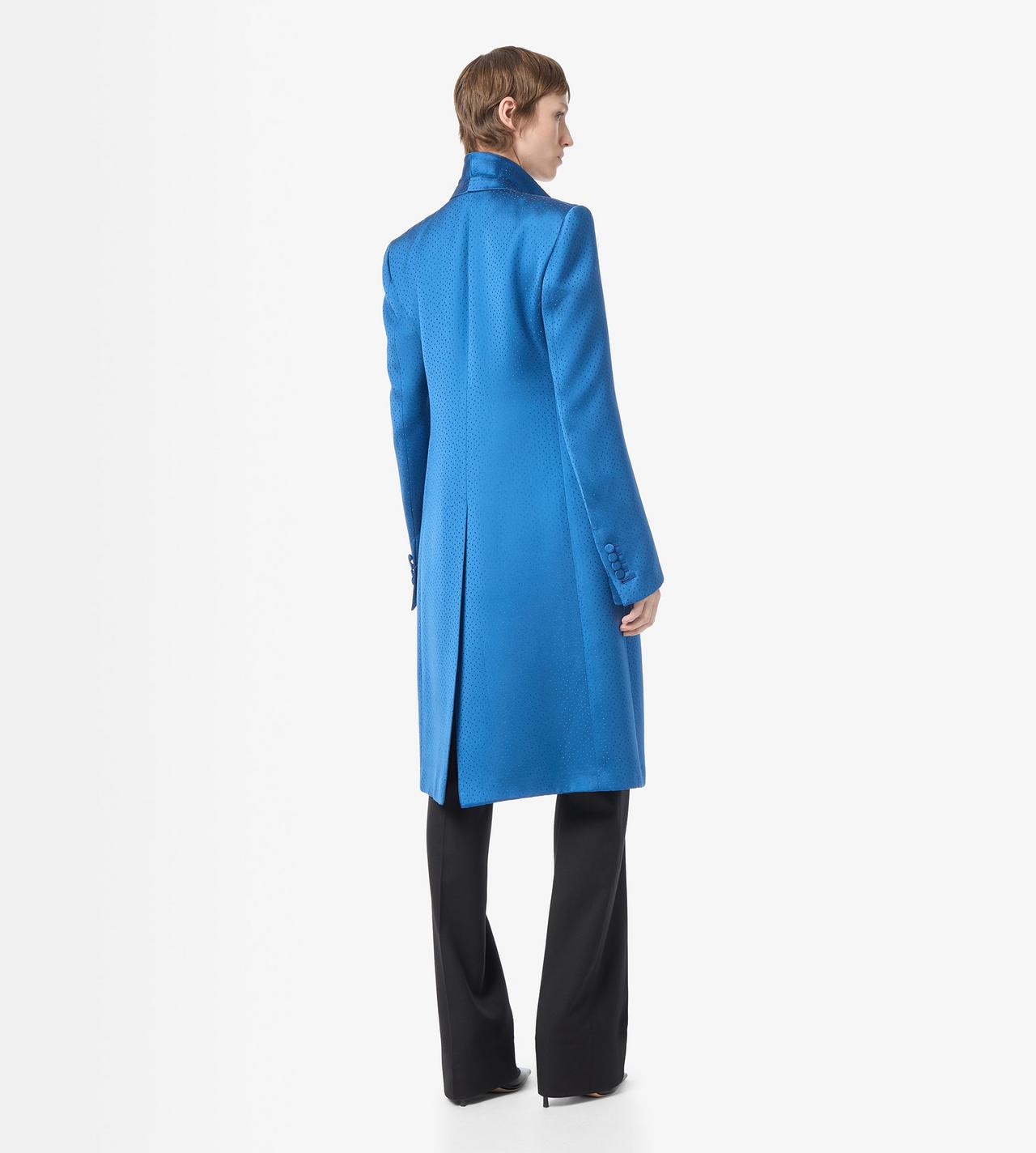 TOM FORD SILK BLEND BLUE POLKA DOT SILK BLEND SINGLE BREASTED COAT