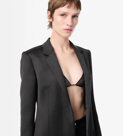 TOM FORD SILK BLEND BLACK POLKA DOT SILK BLEND SINGLE BREASTED COAT