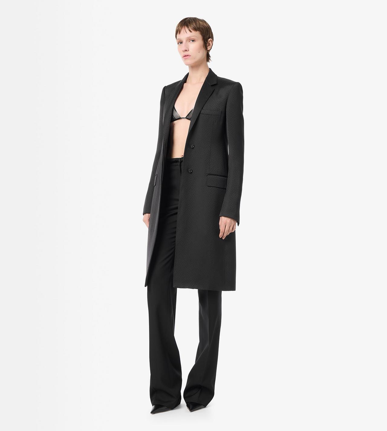 TOM FORD SILK BLEND BLACK POLKA DOT SILK BLEND SINGLE BREASTED COAT