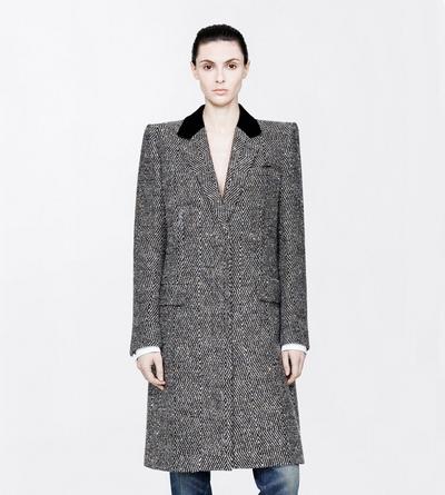 TOM FORD TWEED BLACK MULTICOLOR SEQUINED TWEED BOYFRIEND COAT WITH VELVET COLLAR