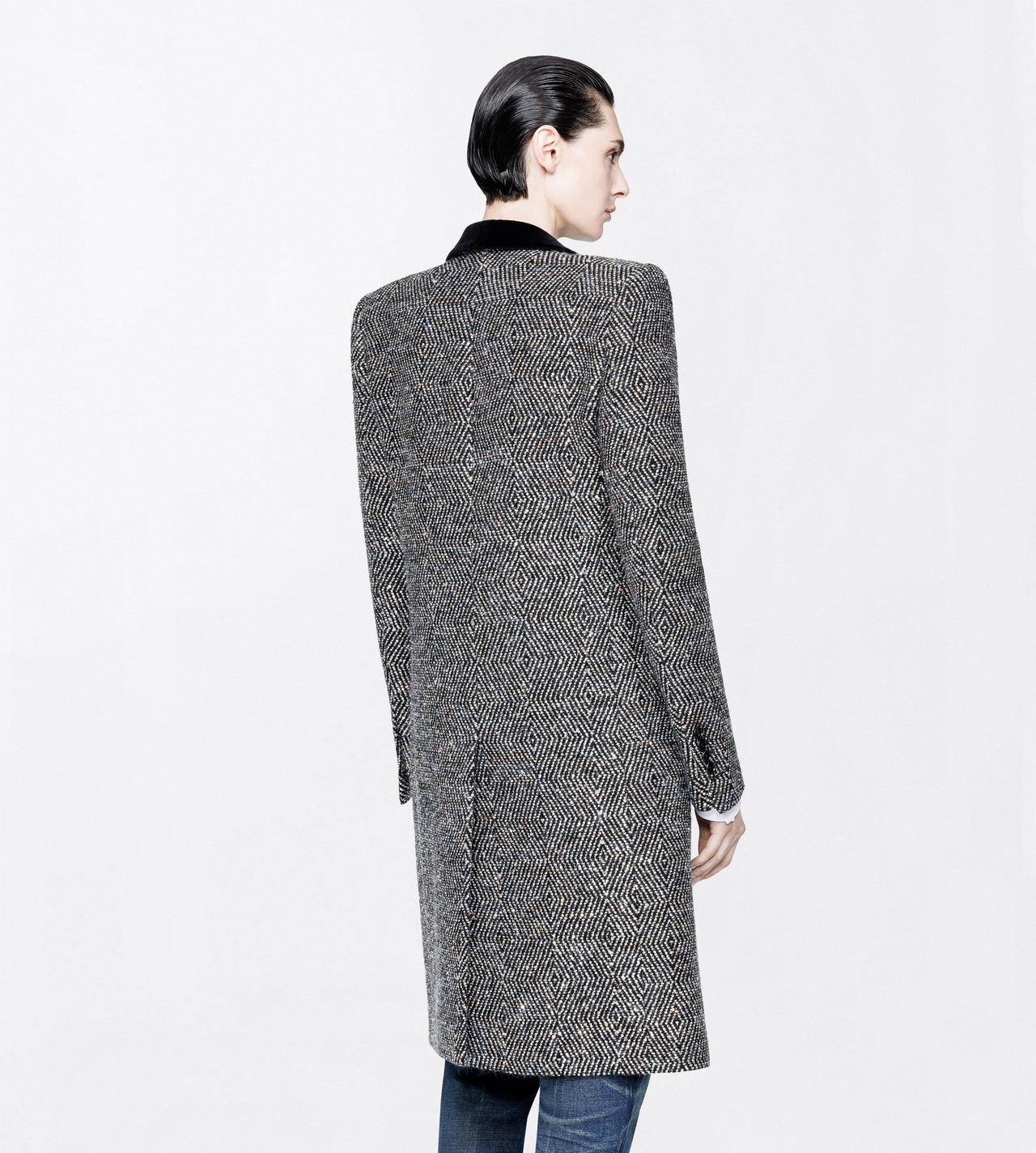 TOM FORD TWEED BLACK MULTICOLOR SEQUINED TWEED BOYFRIEND COAT WITH VELVET COLLAR