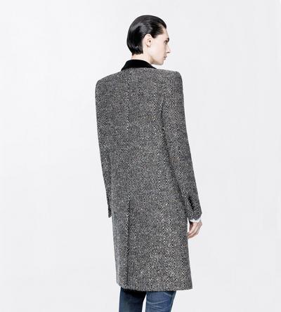 TOM FORD TWEED BLACK MULTICOLOR SEQUINED TWEED BOYFRIEND COAT WITH VELVET COLLAR