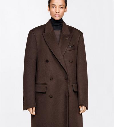 TOM FORD CASHMERE DARK CHOCOLATE CASHMERE DOUBLE BREASTED OVERCOAT