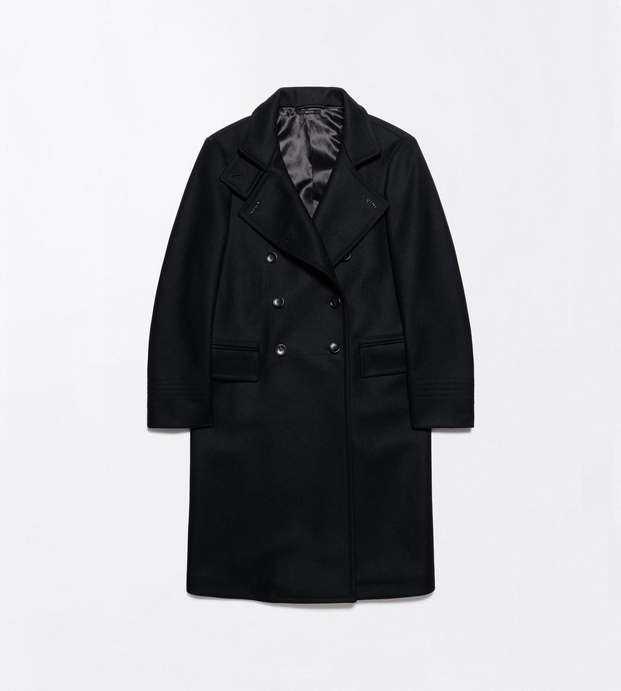 TOM FORD WOOL BLACK WOOL FELT FUNNEL NECK RELAXED FIT BRIDGE COAT