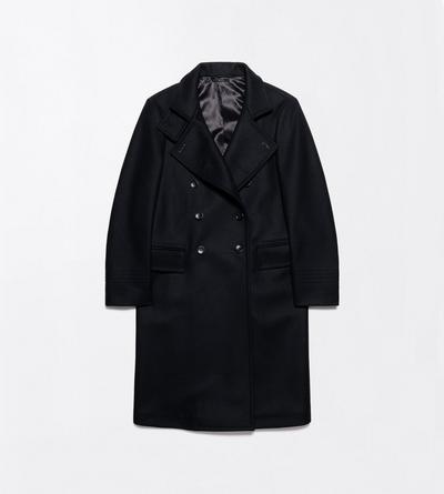 TOM FORD WOOL BLACK WOOL FELT FUNNEL NECK RELAXED FIT BRIDGE COAT