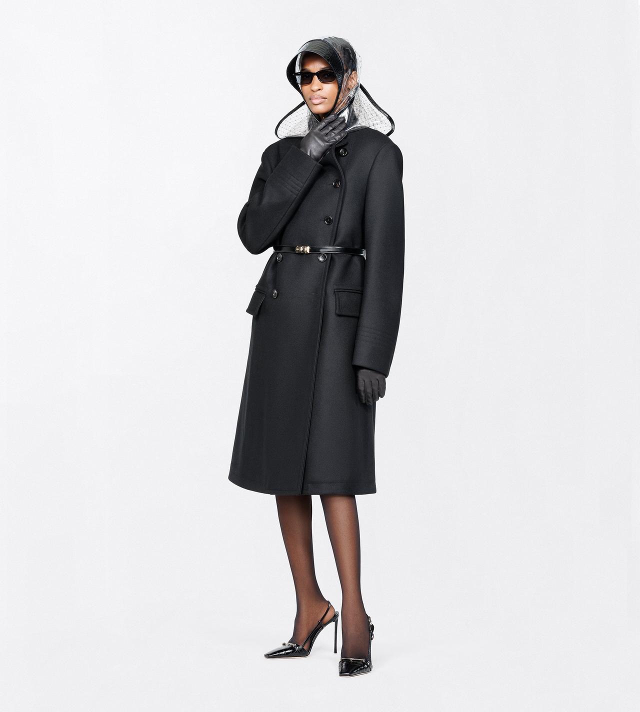 TOM FORD WOOL BLACK WOOL FELT FUNNEL NECK RELAXED FIT BRIDGE COAT